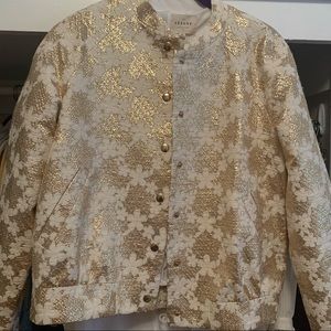 Sézane Gold Jacquard Jacket NWT sz 36